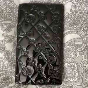 AUTHENTIC Chanel icon symbol charm folded wallet in black